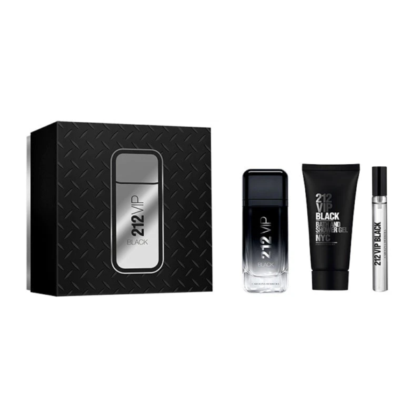 كارولينا هيريرا مجموعة عطر 212 في آي بي بلاك للرجال - او دو برفيوم - 3 قطع